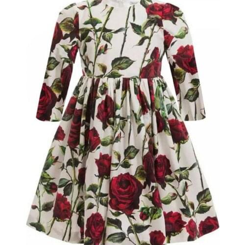 Baby Girls Dresses Princess Disfraz Princesa Floral Printing Kids Dresses Birthday Girls Party Dresses Flowers Girls Clothes