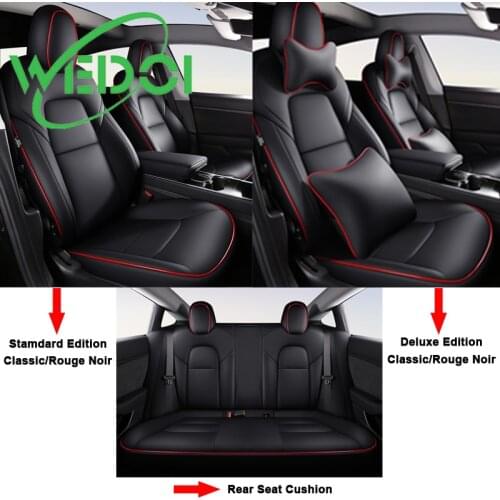 2020 Luxury Car Seat Cover for Tesla Model 3 Car Leather Seats Cover Customized Car Accessories Front Rear Seat Cover