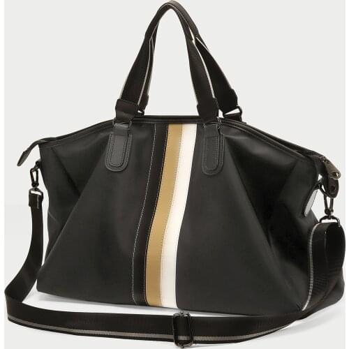 Travel Organizer Fashion Ladies Shoulder Bag Luxury Design Polyester With Cowhide Tote Bag Large Capacity Short Trips Hand Bag