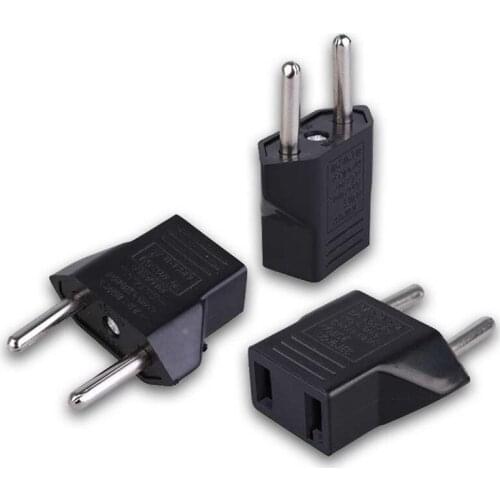 Universal Black European 2pins Copper Converter 125V 250V 6A AC electrical power US to EU adapter plug