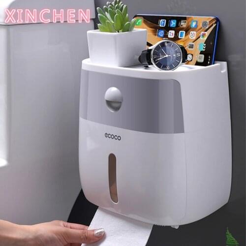 Waterproof Toilet Paper Holder Plastic Paper Towels Holder Wall Mounted Bathroom Shelf Storage Box Portable Toilet Roll Holder