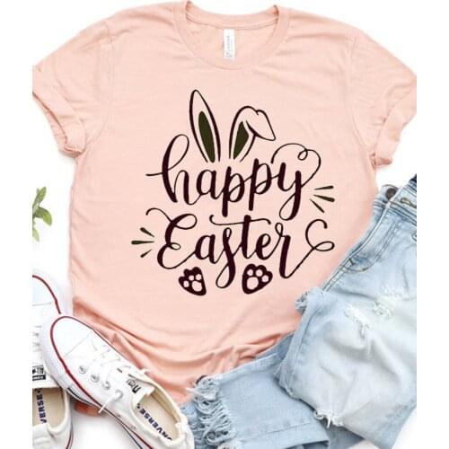 Funny Rabbit Graphic Shirt Happy Easter Day T-shirt Holiday Casual Female Tops Unisex Crewneck Short Sleeve Tee Clothing Women