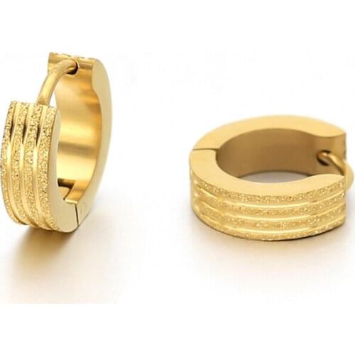 1 Pair New Stainless Steel Circle Earrings For Women Scrub Circle Round Earrings Gold Color Plated Hoop Earring
