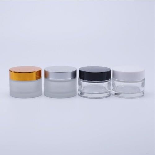 100pcs 50g Glass Cream Jars Cosmetic Packaging with lid plastic caps & inner liners round empty small glass jars