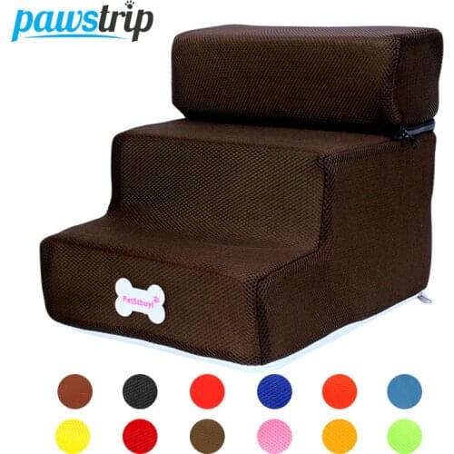 12 Colors Dog Stairs 2/3 Steps Pet Stairs For Small Dog Cat Dog House Mesh Pet Ramp Ladder Anti-slip Removable Dogs Bed Stairs