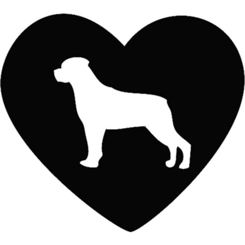 12x13cm Heart Rotweiler Dog Animal Black/white dog Car Sticker waterproof decals Car Styling Accessories Window Decor CL012