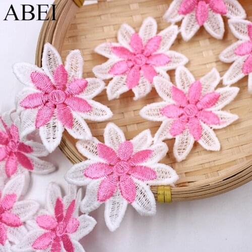 2yards quality Clothing accessories DIY water soluble lace polyester white pink flower Lace Trims ribbon