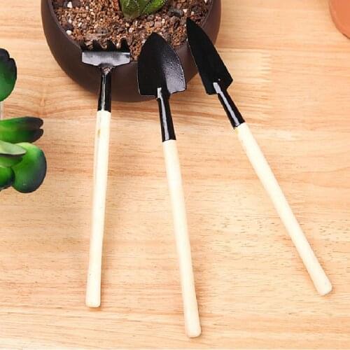 3pcs/set Mini Shovel Rake Set Wooden Handle Metal Head Shovel For Flowers Potted Plants Mini Garden Tool Seed Disseminators