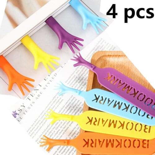 4Pcs/box Creative Finger Help Me Novelty Bookmark Funny Books Mark For Pages Kids Gifts School Stationery Supplies