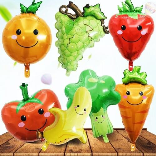 5pcs Fruit Watermelon Orange Foil Birthday Balloons Vegetables Fruit Party Balloons Happy Birthday Balls Wedding Holiday Decor