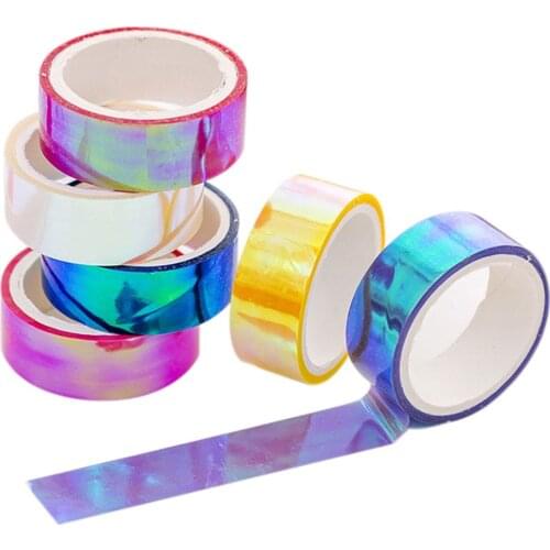 Glitter Rainbow Laser Washi Tape Stationery Scrapbooking Decorative Adhesive Tapes DIY Masking Tape School Stationery Supplies