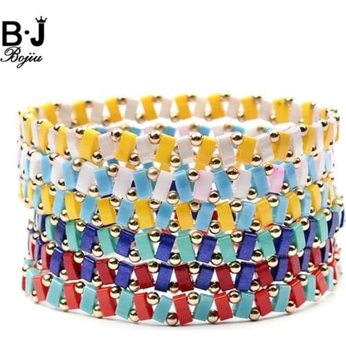 BOJIU 23 Colors Bohemia Miyuki Tila Beads Bracelets For Women Boho Adjustable Delica Beads Bracelets Lady Gift Joyeria BC352