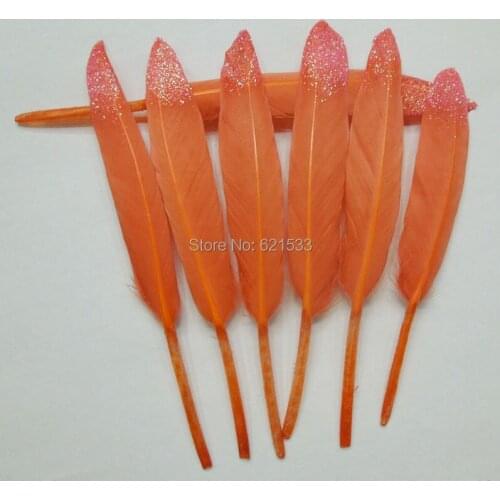 BULK Dark Orange Duck Cocottes Feathers,Dipped Duck Feathers with Glitter,50pcs/lot,head dress,mask,jewelry,dream catchers