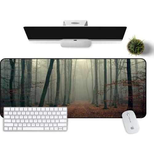 Large Mousepad Gamer XL Gaming Mouse Pad Rubber Otaku Locking Edge Notebook 90x40cm Foggy Forest Desk Mat Gaming Mouse Pad