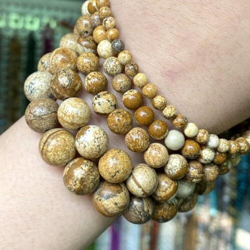 Natural Stone Beads Round Picture Jaspers Loose Spacer Beads For Jewelry Making Diy Bracelet Necklace Accessories 4 6 8 10 12mm