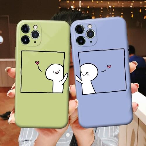 Cute Couple Coque Phone case for iPhone 12 11 Pro XS Max 12 mini XR 6 S 6S 7 8 Plus Case Soft Candy TPU Silicone Cover Etui