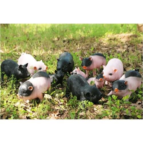 Rustic artificial animal sculpture resin pigs craft decoration outdoor decoration 11pcs/lot garden decor home craft