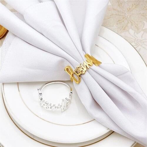 2/6/12Pcs Alphabet Napkin Rings Gold Silver Napkin Buckle Birthday Party Towel Ring For Home Dining Table Napkin Party Supplies