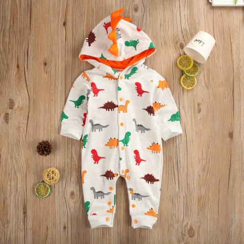 Baby boy girl clothes baby romper winter pudcoco costume hooded jumpsuit Cartoon 3D Dinosaur 0-24M Cartoon Drop Shipping