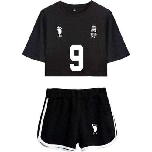 Haikyuu Shoyo Hinata Cosplay Costume Tobio Kageyama Shirt+Shorts Two Piece Sets men women summer t shorts