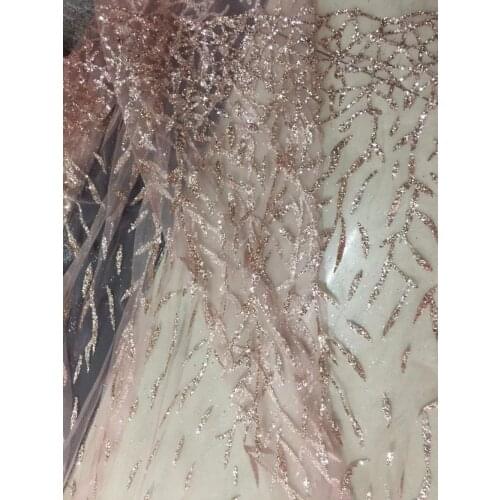 Lace fabric 5yards/bag HL329# Rose gold twig pattern sparkle lace fabric for bridal wedding dress/sawing