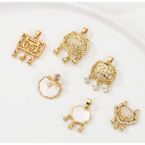 Copper Plated 18K Gold Safe Lock Bell Clavicle Chain Pendant Charms 1pcs For DIY Fashion Jewelry Making Finding Accessories
