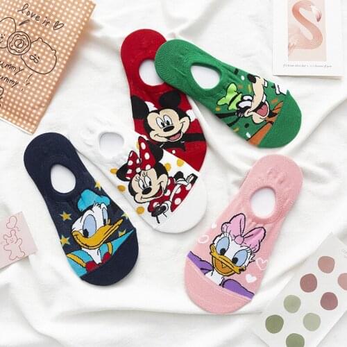 Disney Girl Socks Mickey Mouse Donald Duck Casual Cute Scoks Cartoon animal invisible ankle Socks Cotton happy Funny sock