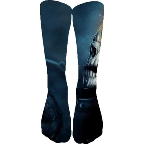 KYKU Brand Skull Socks Women Punk Funny Print Flame Sock 3d Iron Chain Socks Animal Ladies socks Cute Hip Hop New Big Size