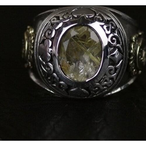 New yellow crystal ring Silver Silver Ring Ring