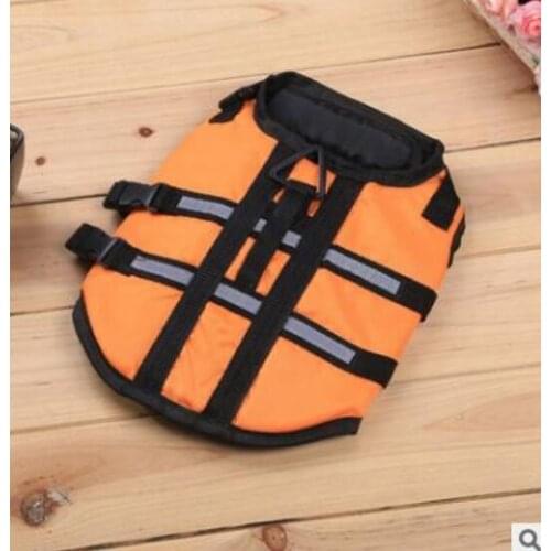 Pet clothes life jacket swimming suit reflective polyester vest dog safety clothes orange S