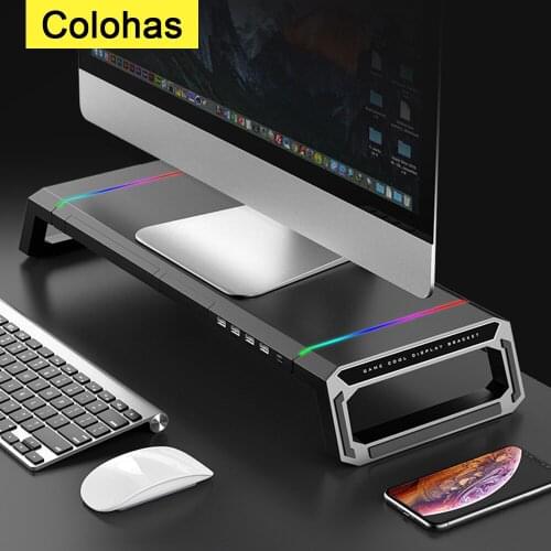 RGB Monitor Stand Riser With USB Hub Universal Desktop Computer Laptop Holder Bracket For PC Gamer MacBook Notebook Laptop Stand