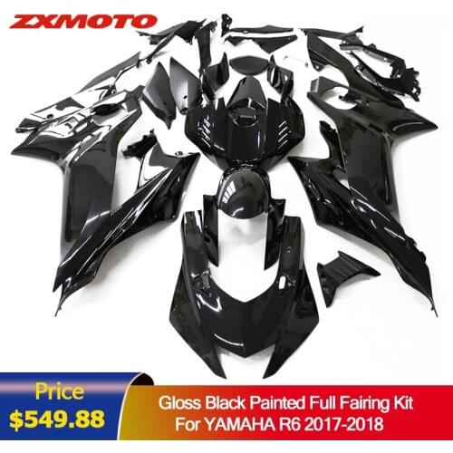 ZXMOTO Full Fairing Kit For Yamaha YZF R6 2017-2018 17 18 Gloss Black Painted Motorcycle Accessories Panel Plastic Bodywork ZXMT