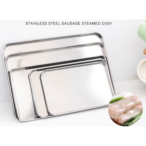 5 Sizes Stainless Steel Baking Dishes Safe Shallow Square Medical Tray Household Cake Cookie Baking Tray Accessories Tool