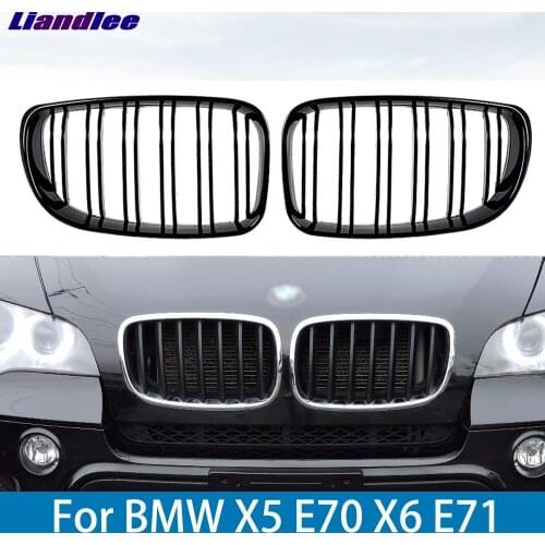 Front Hood Kidney Grille Grills ABS Dual Line Compatible For BMW X5 E70 X6 E71 2007-2013 Front Racing Grills