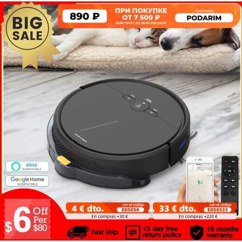Robotic Vacuum Cleaner Wifi&APP&ALEXA Remote Control 250ml Water Tank 3600Pa Suction 4400mAH Gyro Path Planning Auto-Recharge
