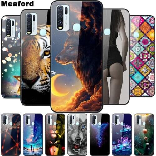 Luxury Cover Case for vivo Y30 Y50 2020 Tempered Glass Cover for Vivo Y30 Y 30 1938 Phone Case for Vivo Y50 Y 50 1935 Coque