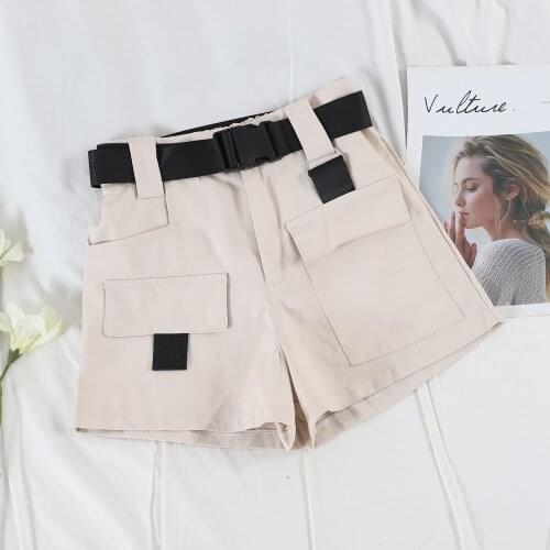 Abrini Wide Leg Cargo Shorts 2021 Summer Autumn Street wear Casual High Waist Short With Pockets Preppy Style Fashion Shorts