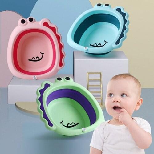 Cartoon Foldable Baby Bathtub Bath Shower Tubs Portable Infant Baby Face Foot Butt Cute Wash Basin Travel Outdoor Bathtub