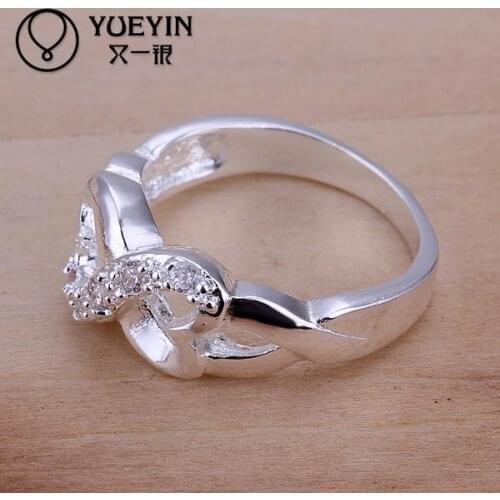 Rhinestone rings Wholesale silver plated rings for women wedding party fashion jewelry elegant Vintage