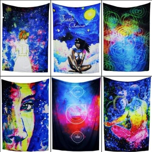 Dark Blue Trippy Religion Tapestry,Southeast Asian Style Hippie Art Wall Hanging Home Decor For Bedroom Living Room Dorm TT176