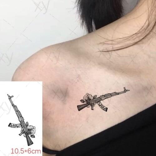 Waterproof Temporary Tattoo Sticker Sexy Lace Rose Tattoos Crown Ribbon Gun Body Art Arm Fake Tatoo Women Men