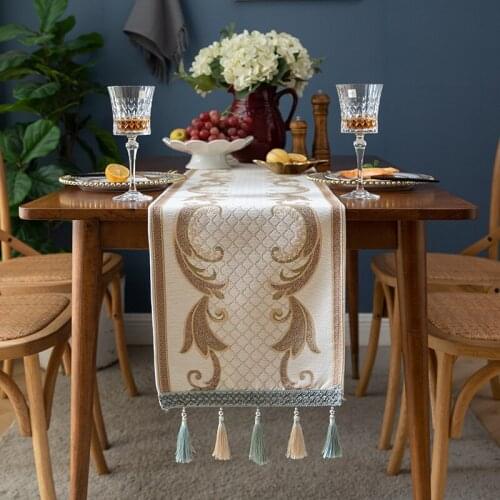 High Quality Chenille Fabric Embroidered Pendant Lattice Table Runner TV Wall Cabinet Piano Cover Cloth Christmas Decoration