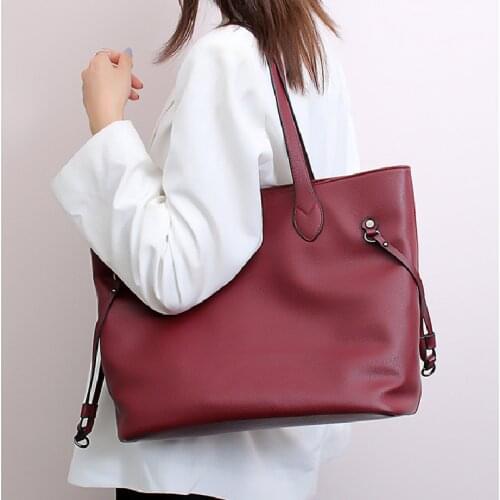 Women 2021 novelty big pu leather black burgundy khaki tote bag for female large capacity casual daily shopping one shoulder bag