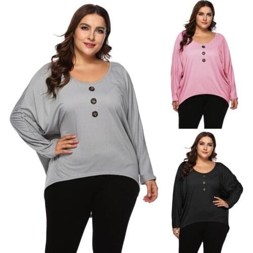 Plus size 5XL T-shirt Tops Women 2019 Spring Summer Bat sleeve Tees Female Large size Loose Long sleeve T-shirt Tops Women H695