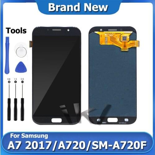A7 2017 LCD Display For Samsung Galaxy A720 Super AMOLED Pantalla SM-A720F Touch Screen Digitizer Assembly Screen Replacement
