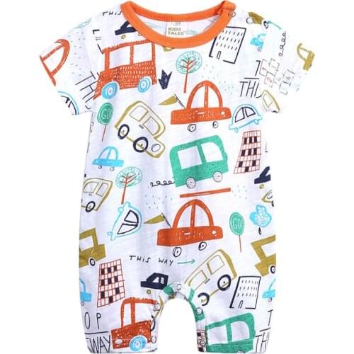 ZWF687 Summer New Short Sleeve Boys Girls Cartoon Print Baby Romper Cotton Newborn Baby Clothes Toddler Rompers Jumpsuit