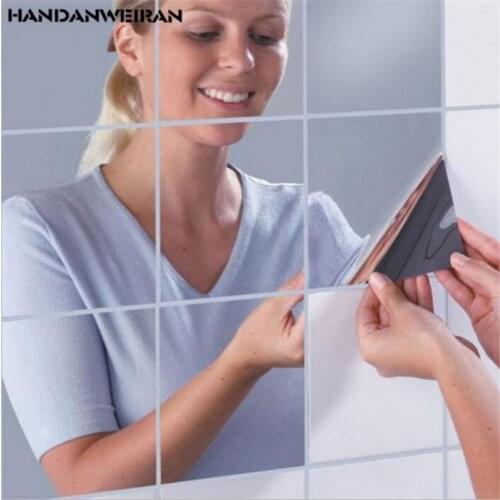 1PCS DIY Mirror Wall Sticker Self-adhesive PET Body Soft For Mirror Bathroom Waterproof Stickers Home Decoration 15*15cm