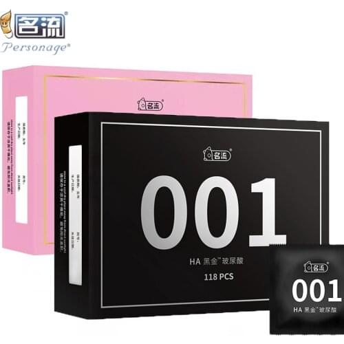 118PCS Black Gold 001 Hyaluronic Acid Condoms Sexy Latex Natural Rubber Condones Male Contraception Penis Sleeve