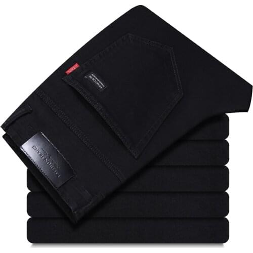 2021 New Black Brands Jeans Trousers Jeans Business Casual Male Denim Pants Classic Style Fashion Male Brand Pants 201