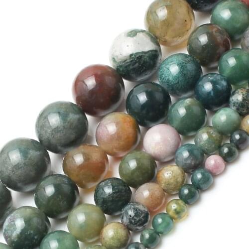 4 6 8 10 12mm Natural Smooth Indian Agates Onyx Beads Round Loose Spacer Stone Beads For Jewelry Making Bracelet Necklace 15"